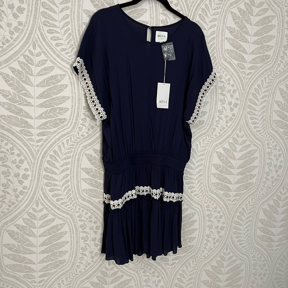 MISA MINI DRESS in NAVY & WHITE  SIZE M  NWT - Picture 5 of 9